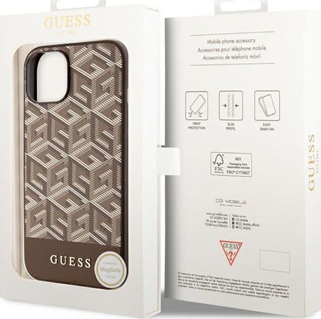 Guess GCube Stripes MagSafe - Case for iPhone 14 Plus (Brown) - 8