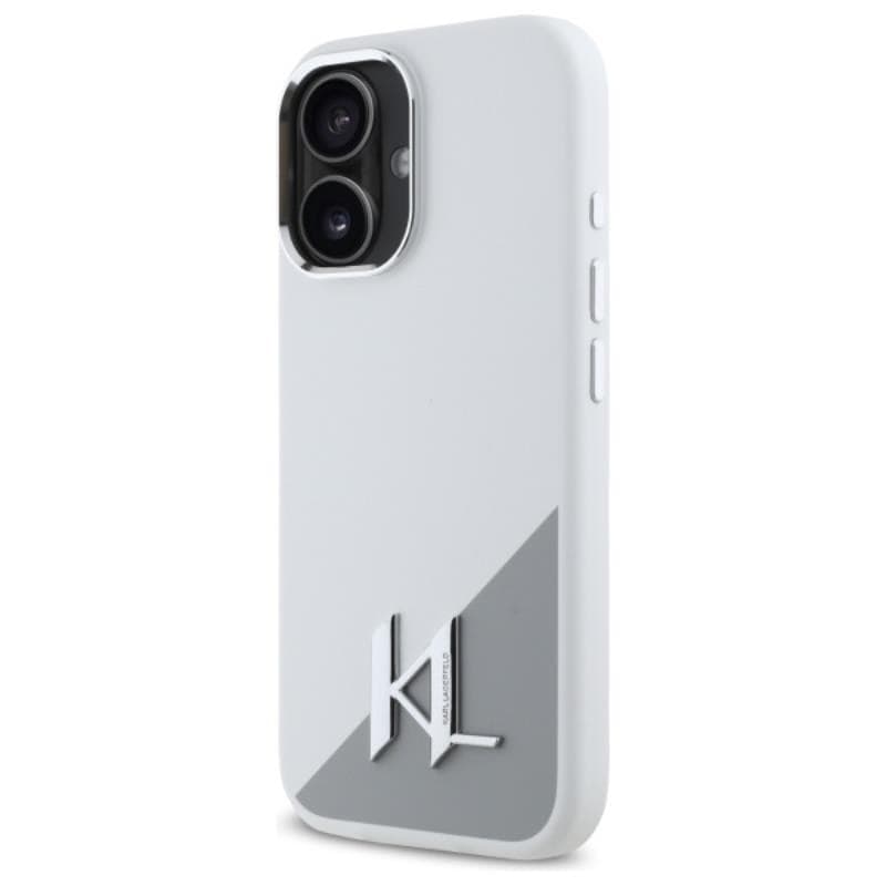 Karl Lagerfeld Silicone Shadow Metal Initial MagSafe - Case for iPhone 16 (white) - 2