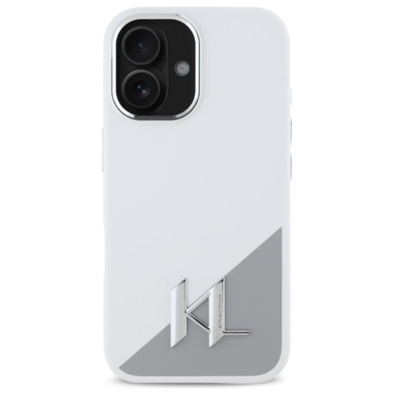 Karl Lagerfeld Silicone Shadow Metal Initial MagSafe - Case for iPhone 16 (white) - 3
