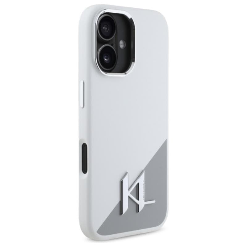 Karl Lagerfeld Silicone Shadow Metal Initial MagSafe - Case for iPhone 16 (white) - 4
