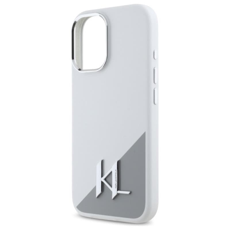 Karl Lagerfeld Silicone Shadow Metal Initial MagSafe - Case for iPhone 16 (white) - 6