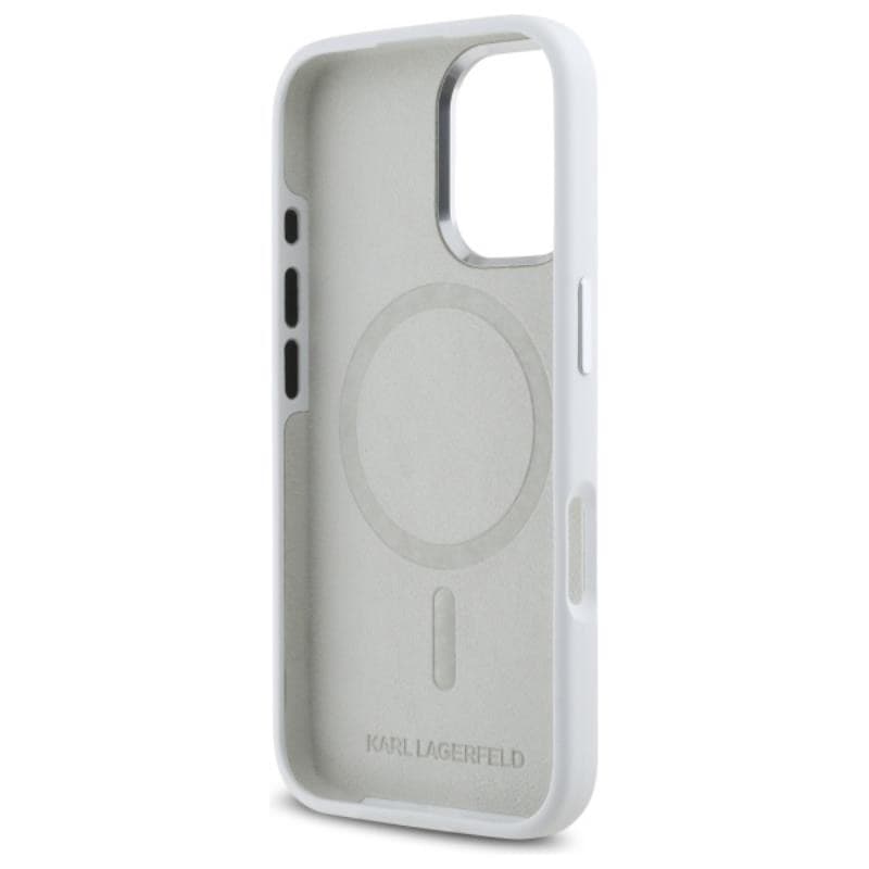 Karl Lagerfeld Silicone Shadow Metal Initial MagSafe - Case for iPhone 16 (white) - 7