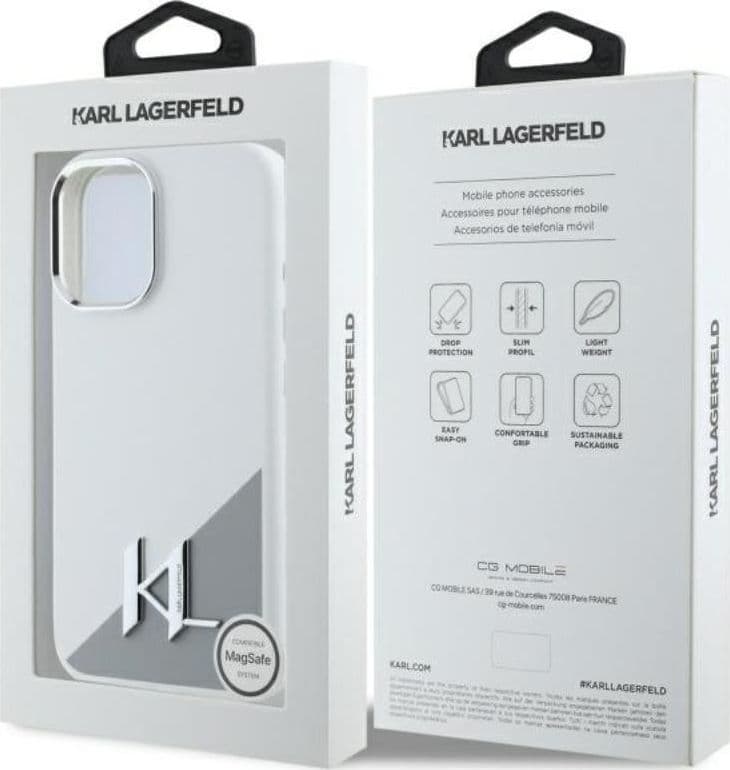 Karl Lagerfeld Silicone Shadow Metal Initial MagSafe - Case for iPhone 16 (white) - 8