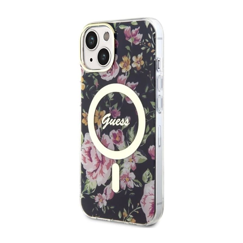 Guess Flower MagSafe - Case for iPhone 14 Plus (Black) - 2