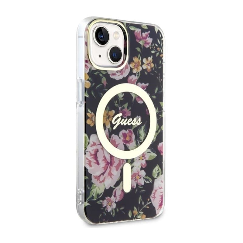 Guess Flower MagSafe - Case for iPhone 14 Plus (Black) - 4