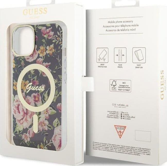 Guess Flower MagSafe - Case for iPhone 14 Plus (Black) - 8