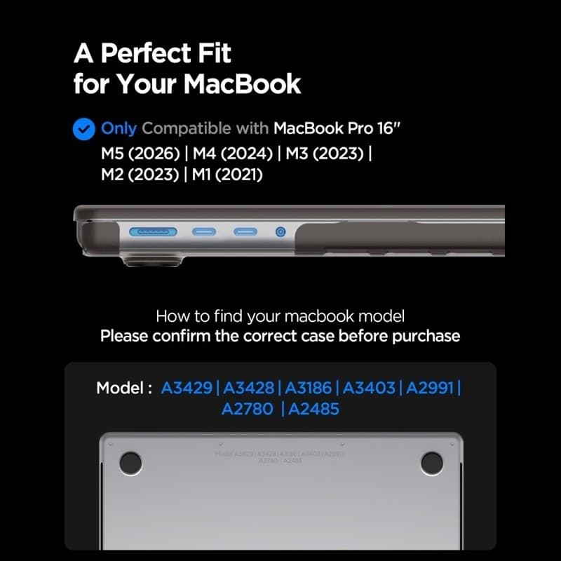 Spigen AirSkin - Custodia per MacBook Pro 16" (M5/M4/M3/M2/M1/2026-2021) (Nero ghiaccio) - 6