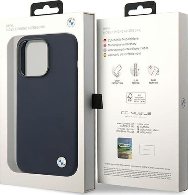 BMW Liquid Silicone Case Metal Logo MagSafe - Case for iPhone 14 Pro Max (Navy Blue) - 8