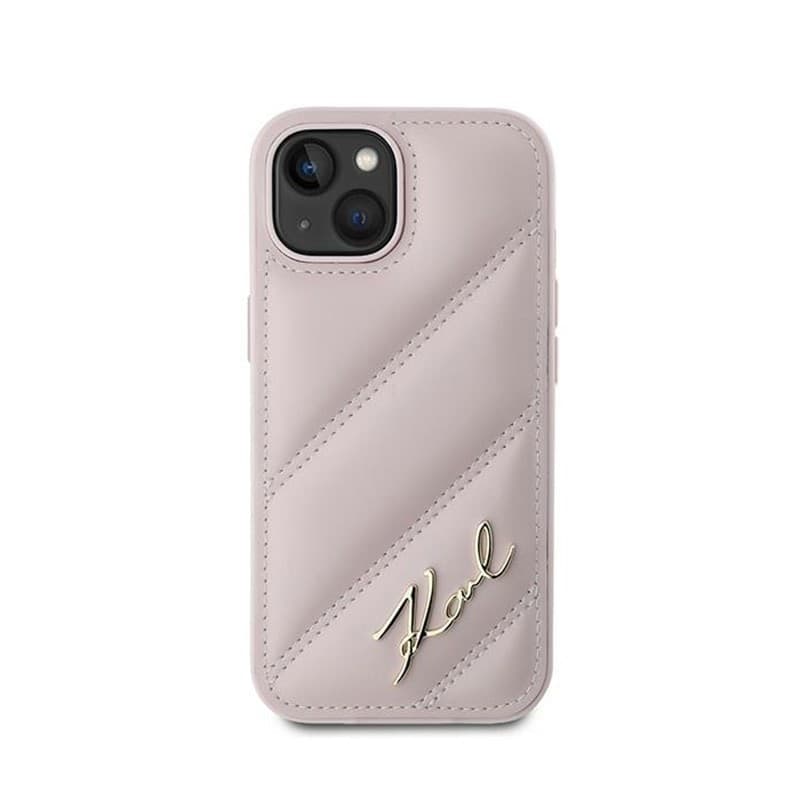 Karl Lagerfeld Diagonal Quilted Script - Case for iPhone 15 / 14 / 13 (Pink) - 3
