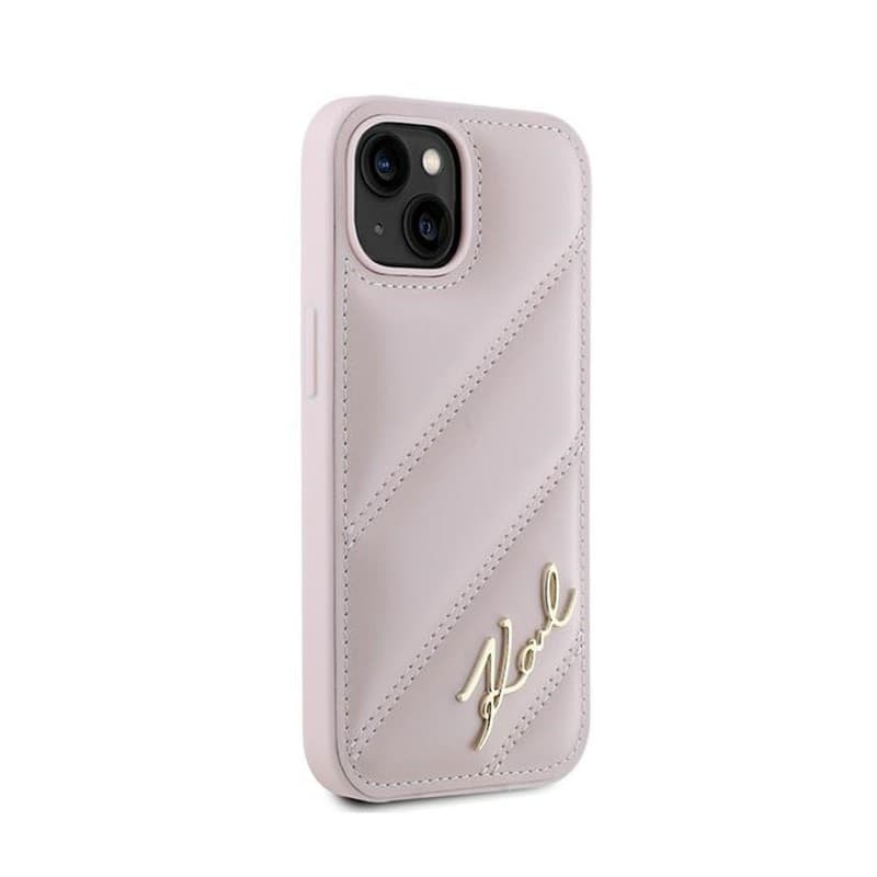 Karl Lagerfeld Diagonal Quilted Script - Case for iPhone 15 / 14 / 13 (Pink) - 4