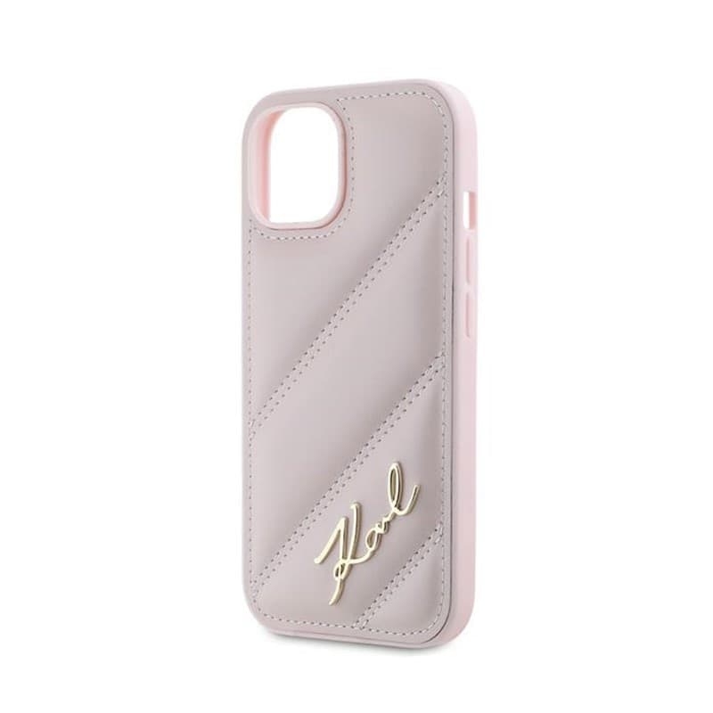 Karl Lagerfeld Diagonal Quilted Script - Case for iPhone 15 / 14 / 13 (Pink) - 6