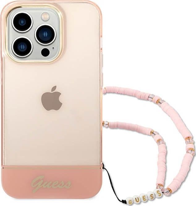 Guess Translucent Pearl Strap - Case for iPhone 14 Pro (Pink) - 2