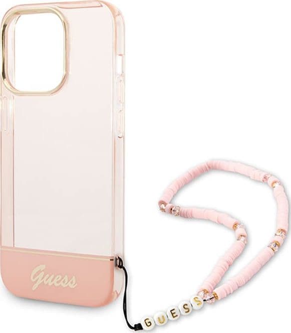 Guess Translucent Pearl Strap - Case for iPhone 14 Pro (Pink) - 5