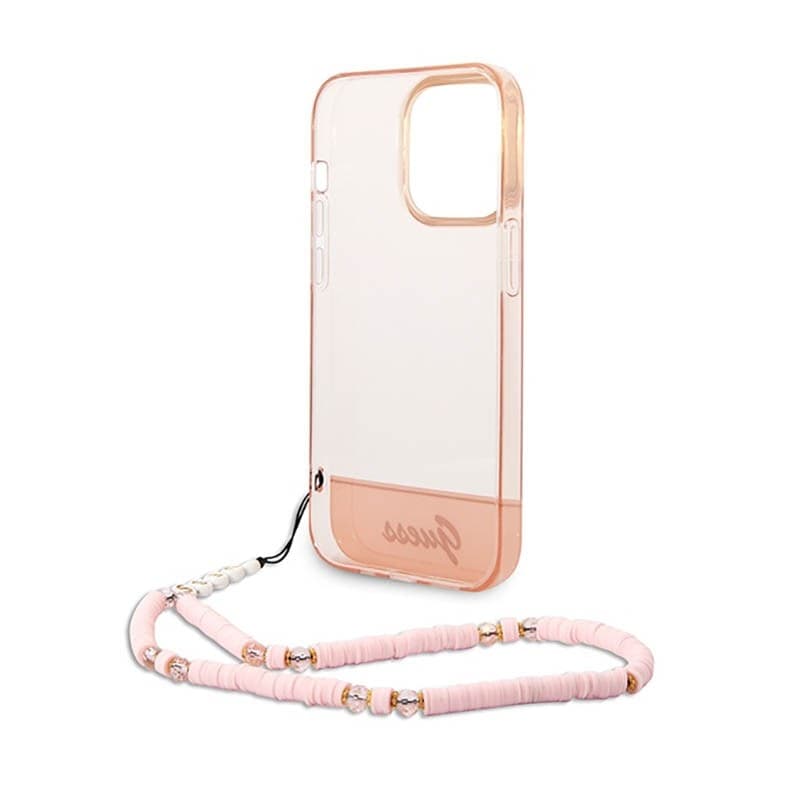 Guess Translucent Pearl Strap - Case for iPhone 14 Pro (Pink) - 6