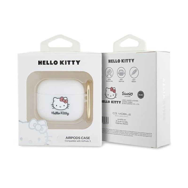 Hello Kitty Silicone 3D Kitty Head - Case for AirPods 3 (white) - 3