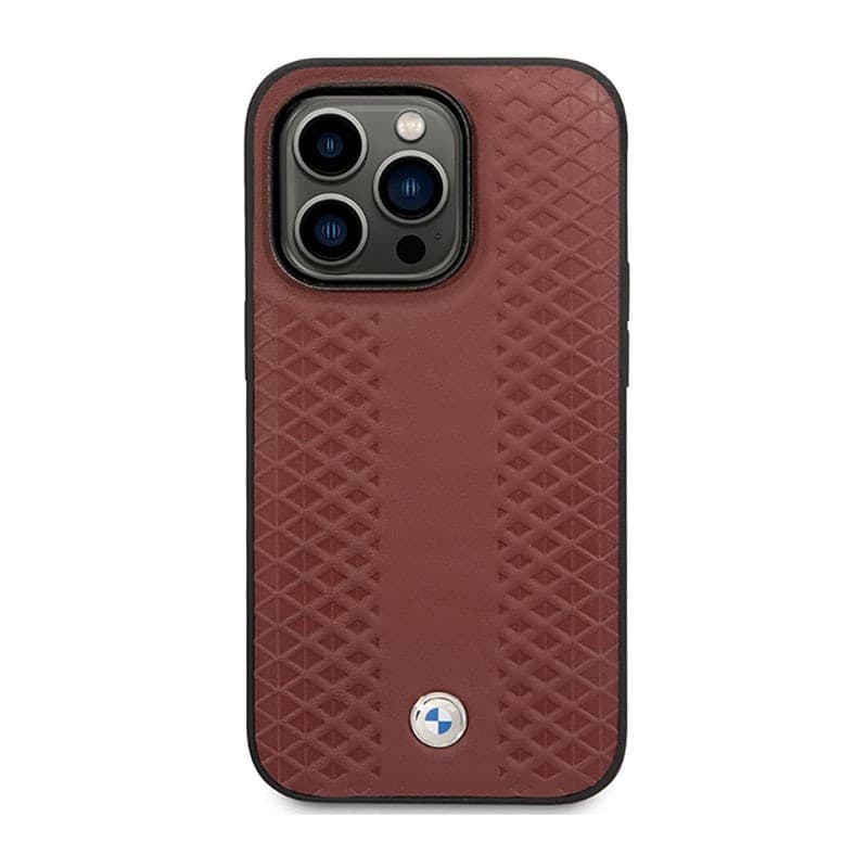BMW Leather Diamond Pattern - Case for iPhone 14 Pro Max (Burgundian) - 3