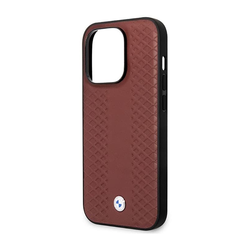 BMW Leather Diamond Pattern - Case for iPhone 14 Pro Max (Burgundian) - 6