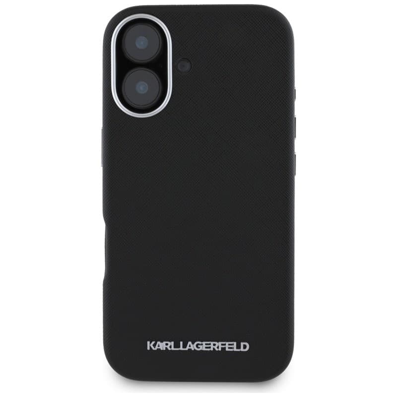 Karl Lagerfeld Saffiano Full Wrapped Elongated Metal Logo MagSafe - Case for iPhone 16 (black) - 3