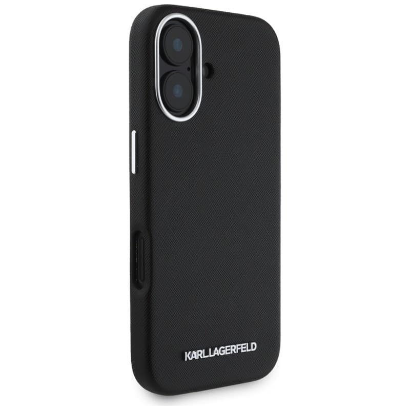 Karl Lagerfeld Saffiano Full Wrapped Elongated Metal Logo MagSafe - Case for iPhone 16 (black) - 4