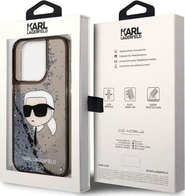Karl Lagerfeld Liquid Glitter NFT Karl's Head - Case for iPhone 14 Pro (Black) - 8