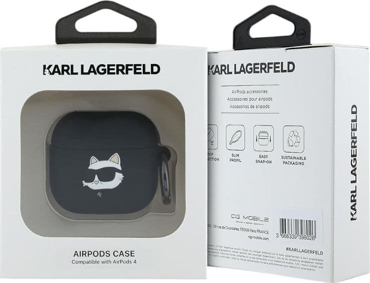 Karl Lagerfeld Silicone Choupette Head 3D - AirPods 4 Case (black) - 3