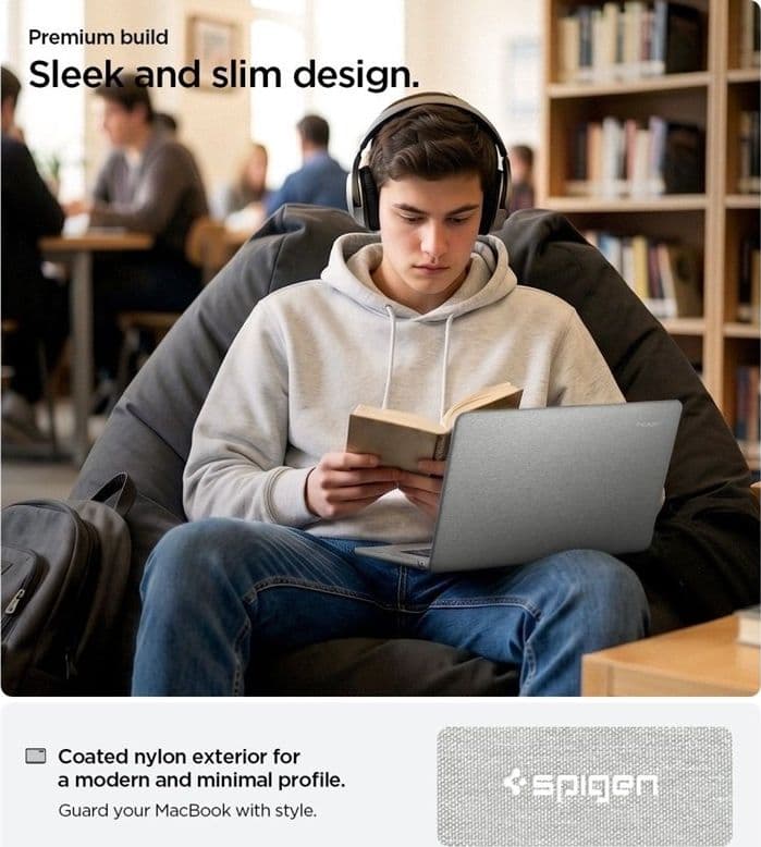 Spigen Urban Fit - Custodia per MacBook Air 13.6" (M5/M4/M3/M2/2026-2022) (Grigio melange) - 6