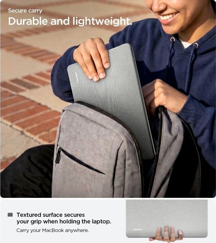 Spigen Urban Fit - Custodia per MacBook Air 13.6" (M5/M4/M3/M2/2026-2022) (Grigio melange) - 7