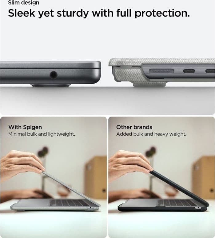 Spigen Urban Fit - Custodia per MacBook Air 13.6" (M5/M4/M3/M2/2026-2022) (Grigio melange) - 8