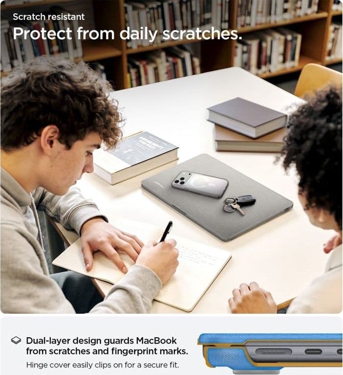 Spigen Urban Fit - Custodia per MacBook Air 13.6" (M5/M4/M3/M2/2026-2022) (Grigio melange) - 9