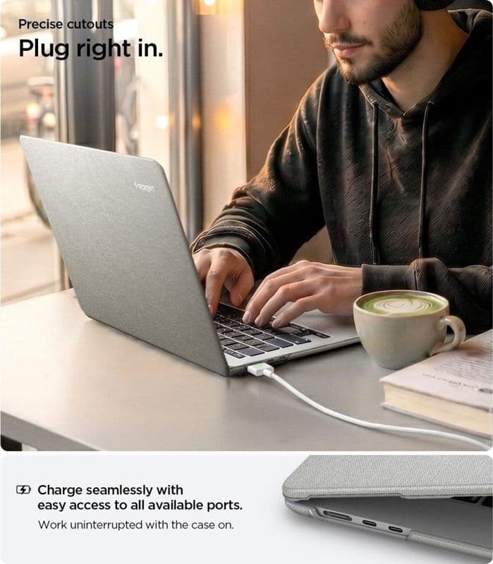Spigen Urban Fit - Custodia per MacBook Air 13.6" (M5/M4/M3/M2/2026-2022) (Grigio melange) - 10