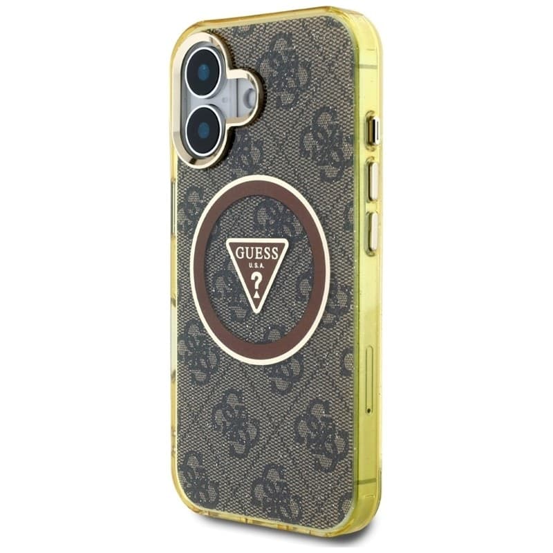 Guess IML Metal Glitter 4G Circle Triangle MagSafe - Case for iPhone 16 (brown) - 2