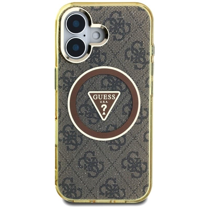 Guess IML Metal Glitter 4G Circle Triangle MagSafe - Case for iPhone 16 (brown) - 3