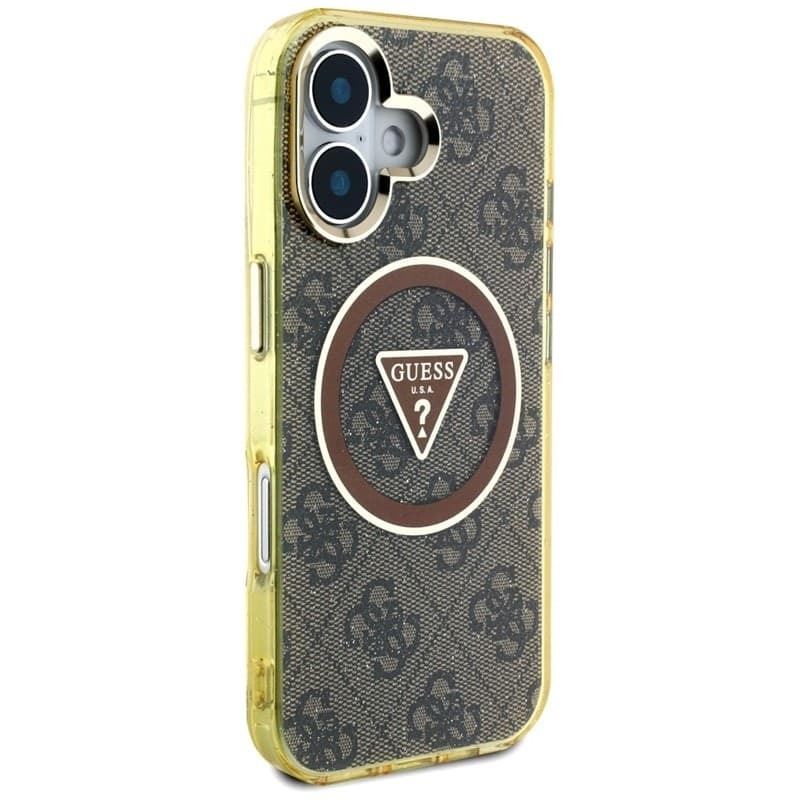 Guess IML Metal Glitter 4G Circle Triangle MagSafe - Case for iPhone 16 (brown) - 4