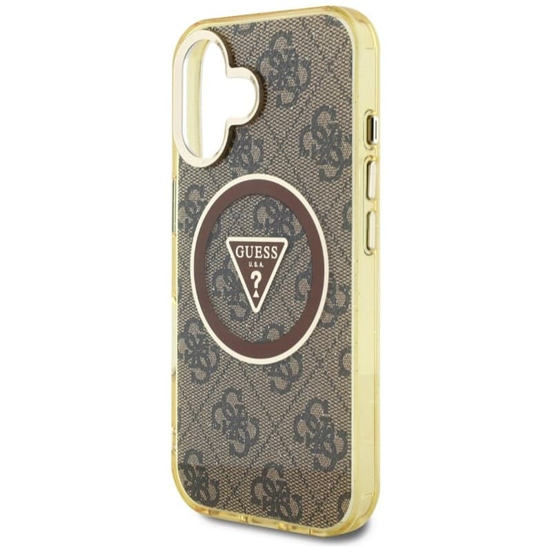 Guess IML Metal Glitter 4G Circle Triangle MagSafe - Case for iPhone 16 (brown) - 6