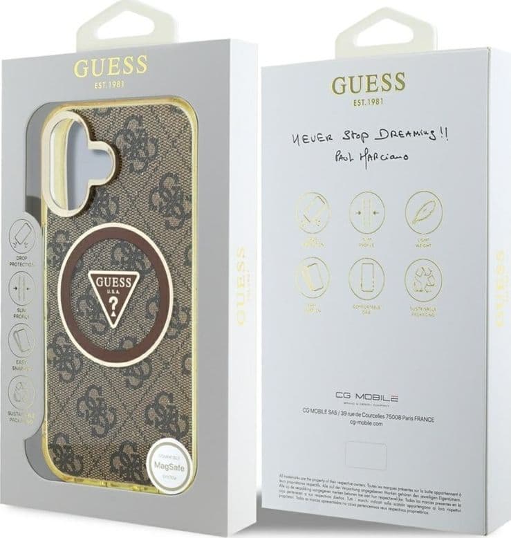 Guess IML Metal Glitter 4G Circle Triangle MagSafe - Case for iPhone 16 (brown) - 8