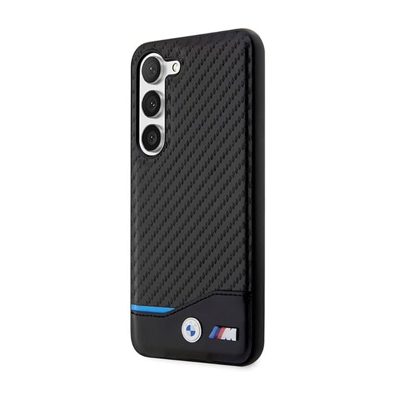 BMW Leather Carbon Blue Line - Case for Samsung Galaxy S23+ (Black) - 2