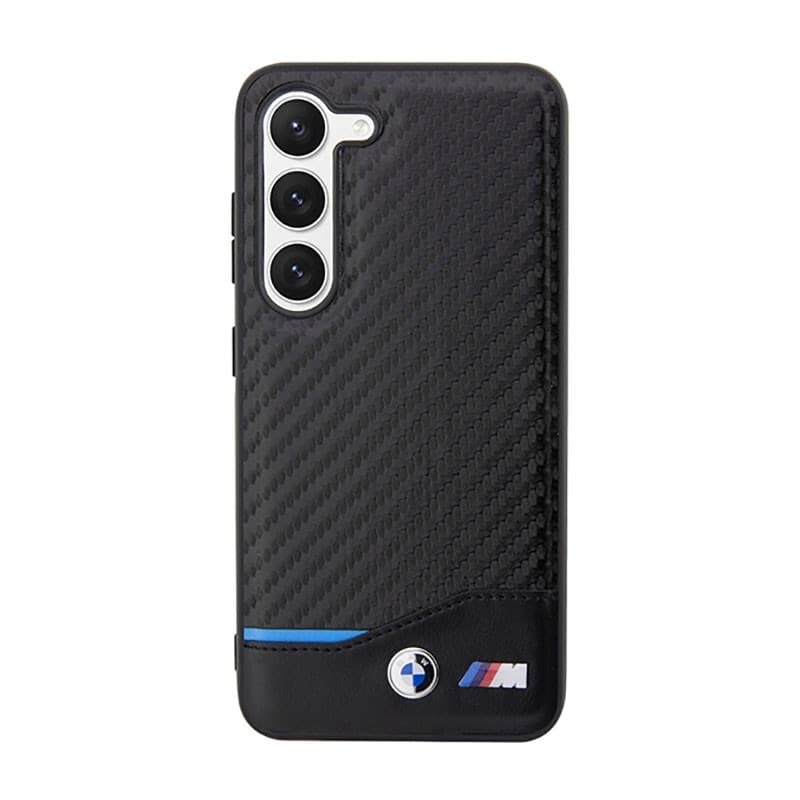 BMW Leather Carbon Blue Line - Case for Samsung Galaxy S23+ (Black) - 3