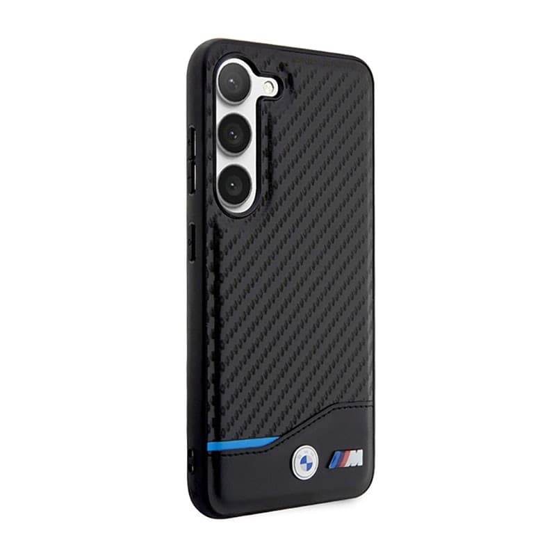 BMW Leather Carbon Blue Line - Case for Samsung Galaxy S23+ (Black) - 4