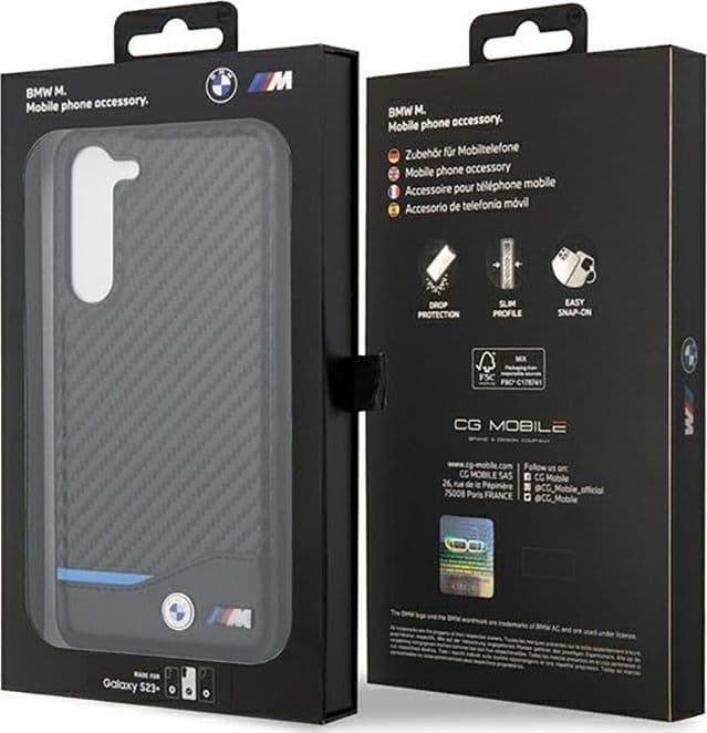 BMW Leather Carbon Blue Line - Case for Samsung Galaxy S23+ (Black) - 8