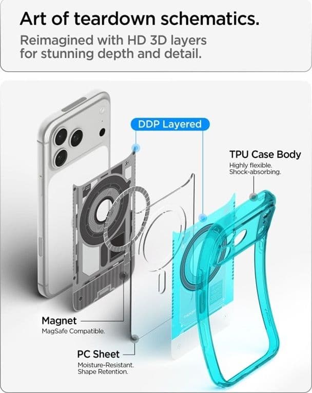 Spigen Ultra Hybrid Mag MagSafe - Custodia per iPhone 18 Pro / 17 Pro (C-One Bondi Blue) - 9