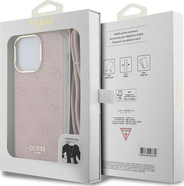 Guess Crossbody Cord 4G Print - iPhone 15 Pro Case (pink) - 7