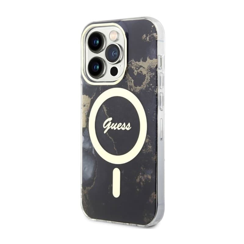 Guess Golden Marble MagSafe - Case for iPhone 14 Pro (Black) - 2