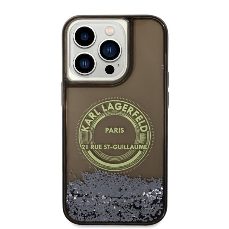 Karl Lagerfeld Liquid Glitter Round RSG Logo Case - Case for iPhone 14 Pro (Black) - 2