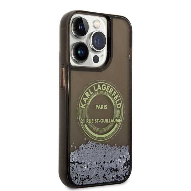 Karl Lagerfeld Liquid Glitter Round RSG Logo Case - Case for iPhone 14 Pro (Black) - 3