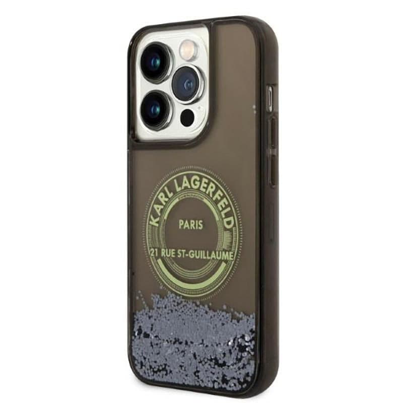 Karl Lagerfeld Liquid Glitter Round RSG Logo Case - Case for iPhone 14 Pro (Black) - 4