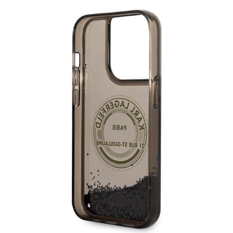 Karl Lagerfeld Liquid Glitter Round RSG Logo Case - Case for iPhone 14 Pro (Black) - 5