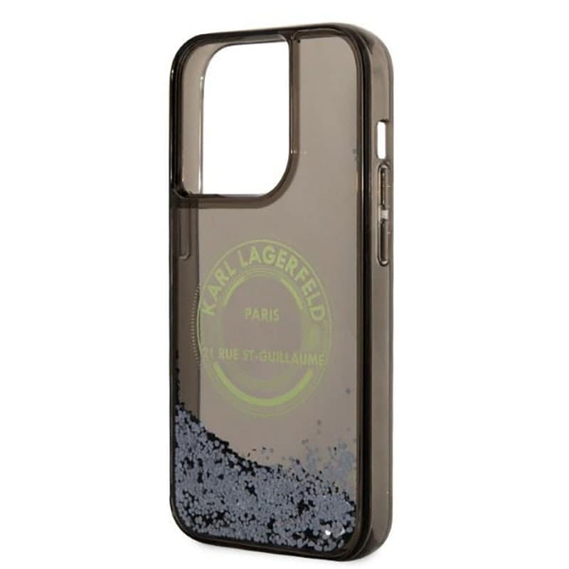 Karl Lagerfeld Liquid Glitter Round RSG Logo Case - Case for iPhone 14 Pro (Black) - 7