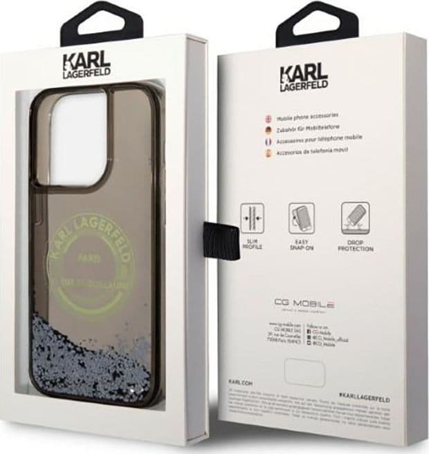 Karl Lagerfeld Liquid Glitter Round RSG Logo Case - Case for iPhone 14 Pro (Black) - 8