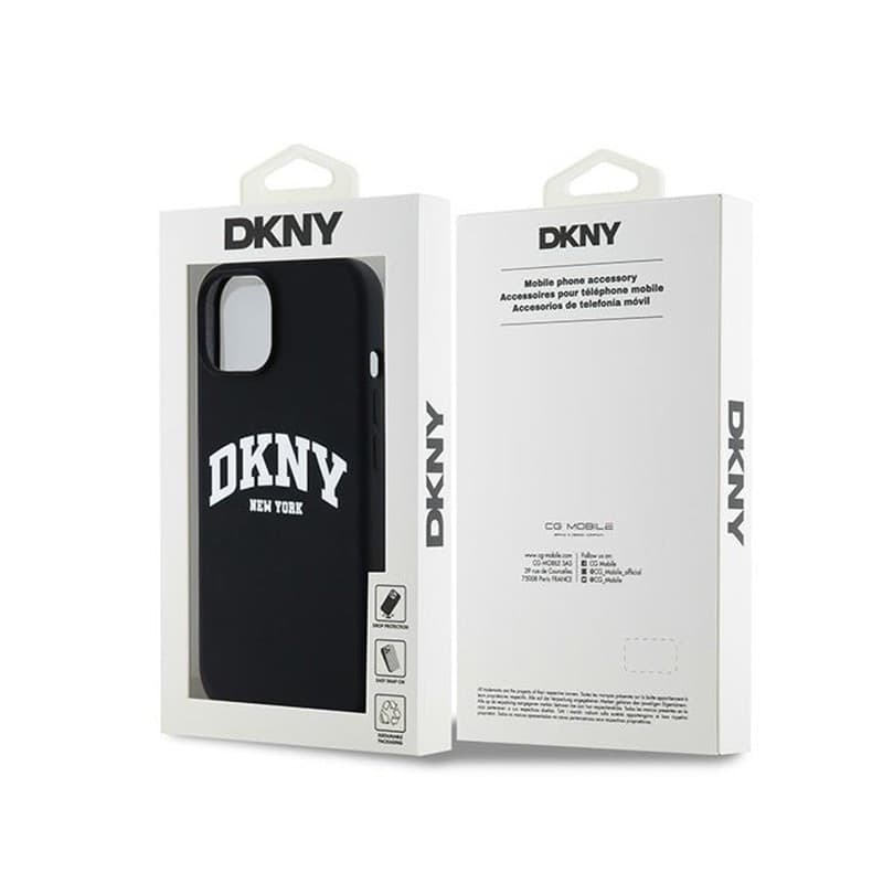 DKNY Liquid Silicone White Printed Logo MagSafe - Case for iPhone 15 Plus / 14 Plus (black) - 8