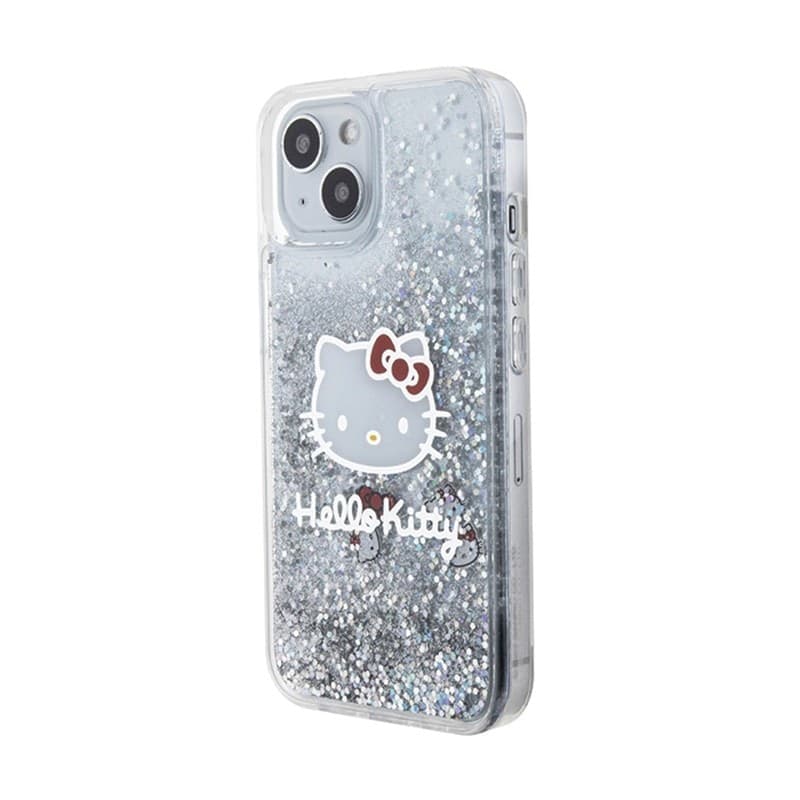 Hello Kitty Liquid Glitter Charms Kitty Head - iPhone 14 Case (Silver) - 2